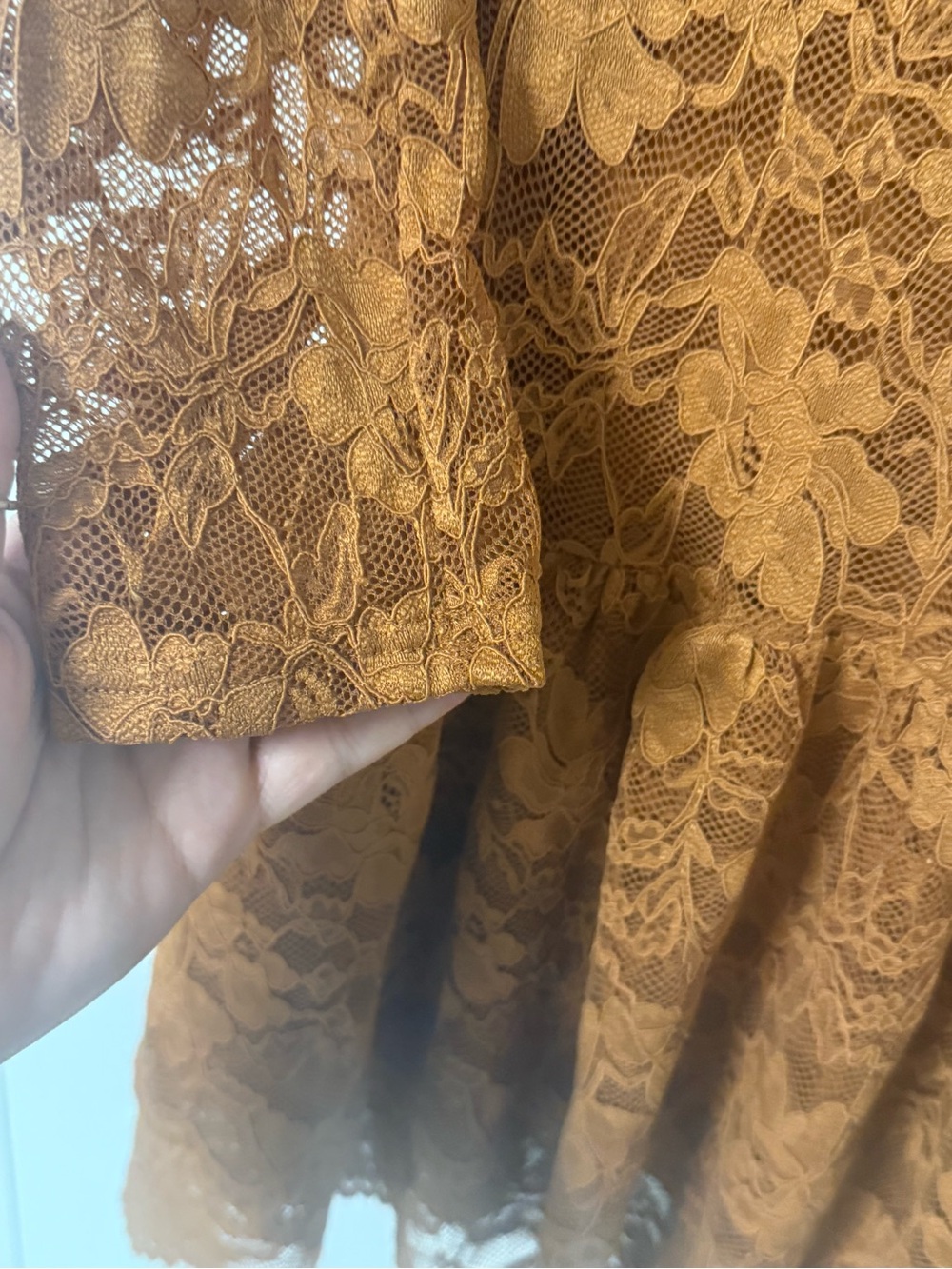 Nordstrom Rust Lace Ruffled Hem Mini Dress - Picture 6 of 8